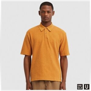 LEMAIRE 'U' x UNIQLO 'Crepe Jersey' Men's Designer Washed Polo Shirt Ylw Sz: M